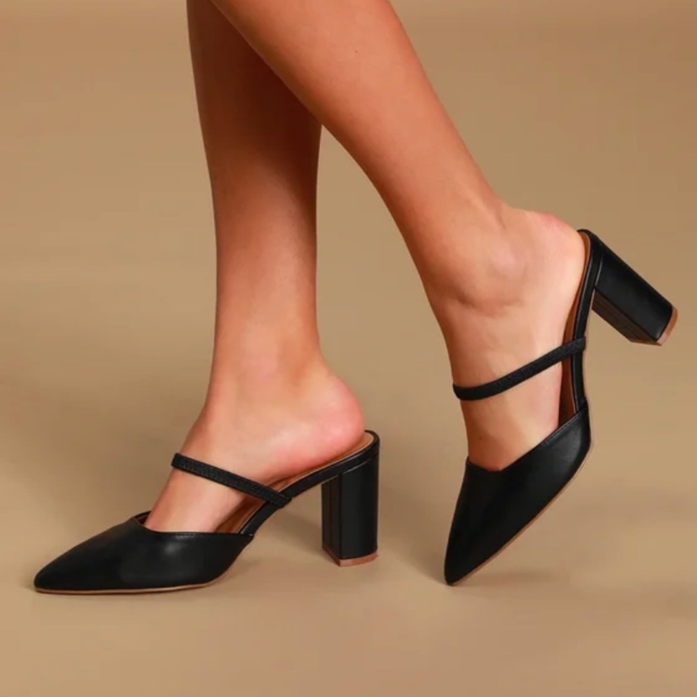 Black Heeled Mules